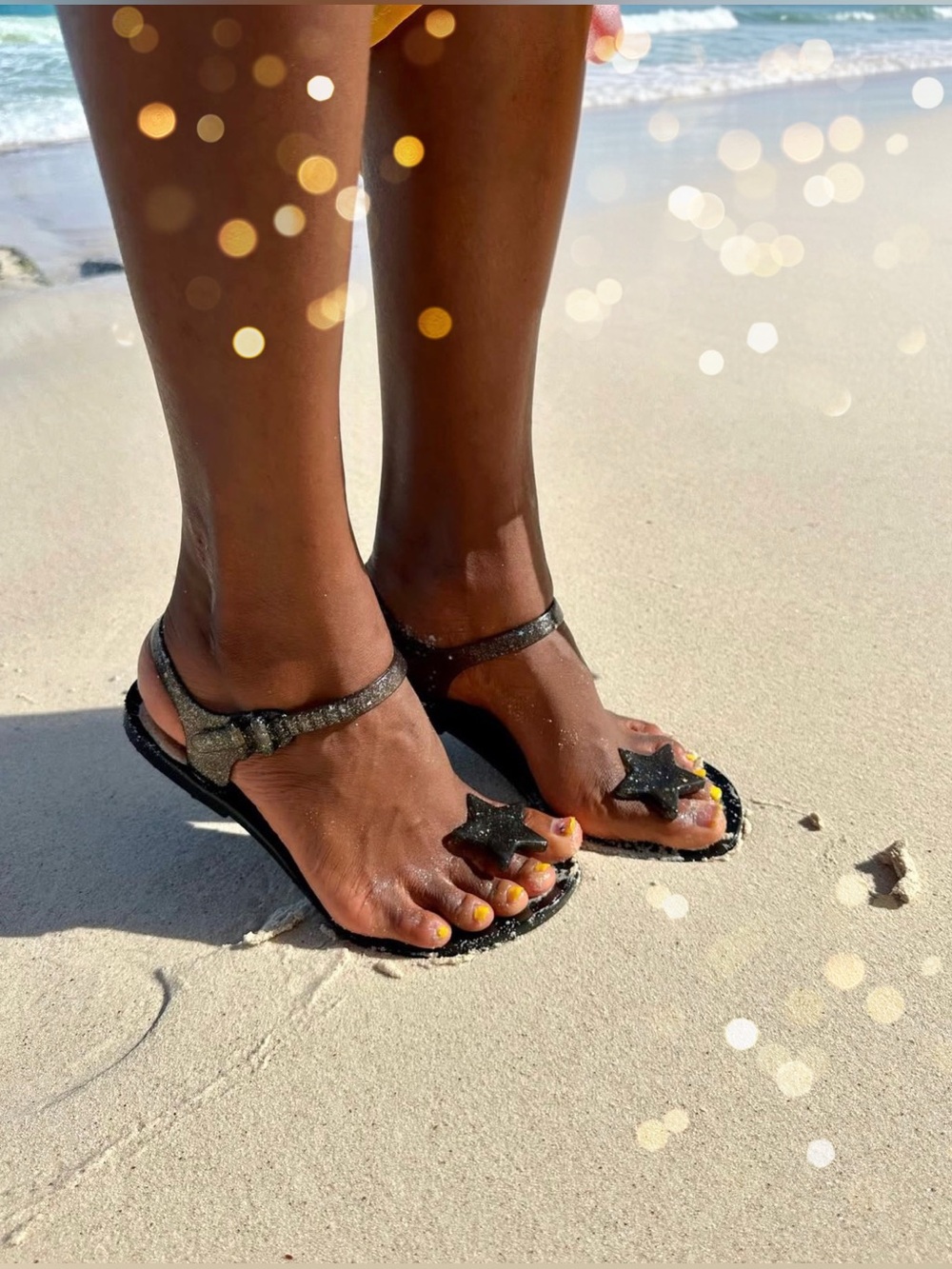 🛍️2/$20 Rising Stars Women's Size 8 Black Sparkly Jelly Sandals - Lapree